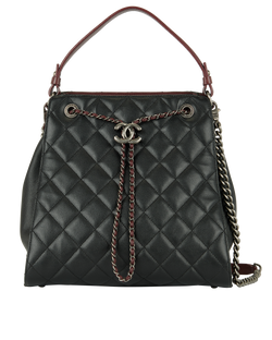 CC Bucket Bag, Caviar, Blk/Burgundy, 22463139(2016/17), AC,2*